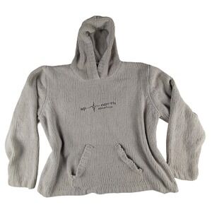 Up North Michigan Chunky Knit ‎ Hoodie Light Green XL Vacation Beach Pullover